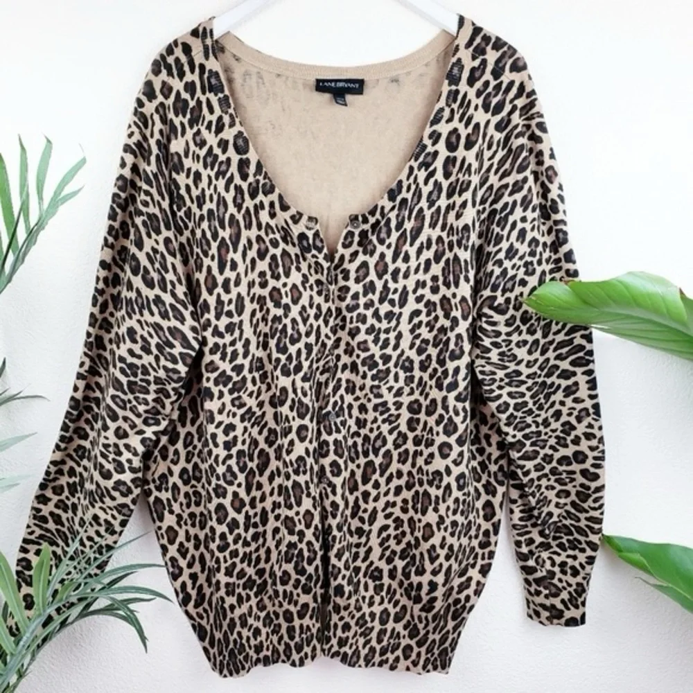 🐆 Lane Bryant, Leopard Print Knit Cardigan